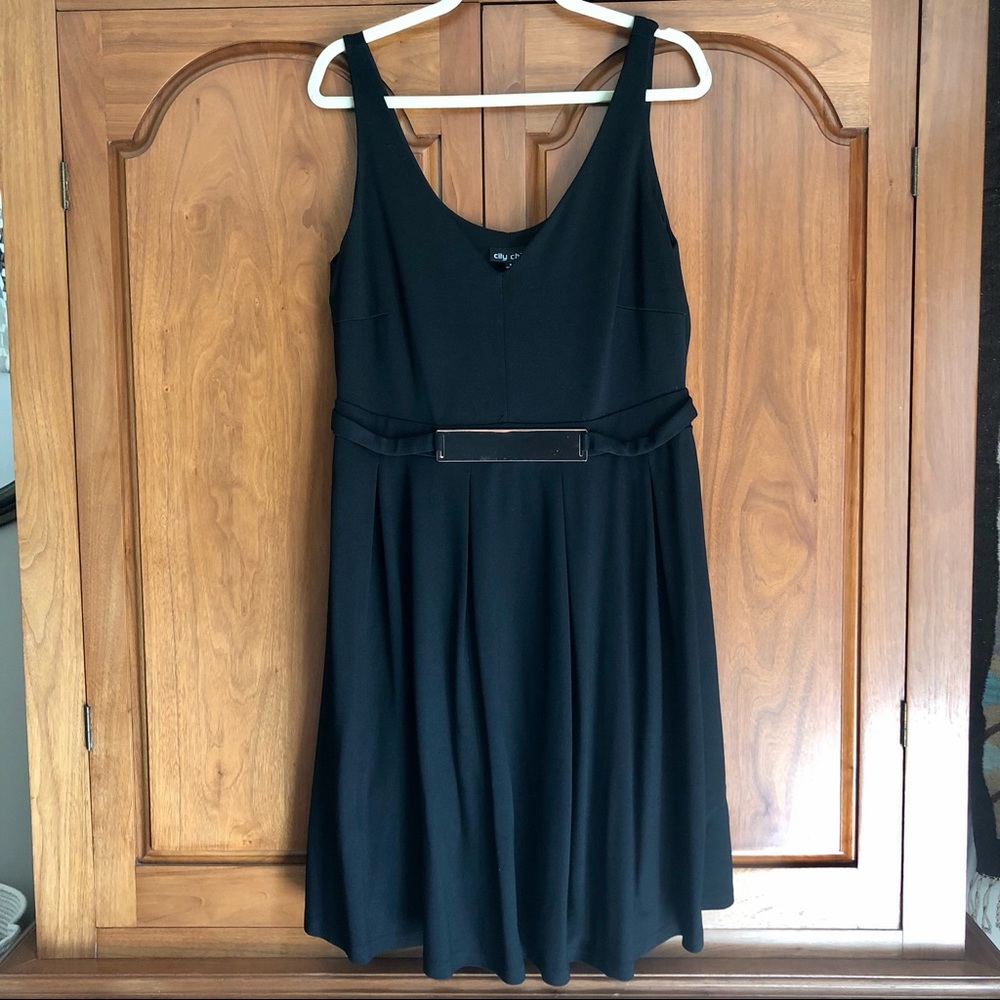Sexy Black Dress with Gold Belt